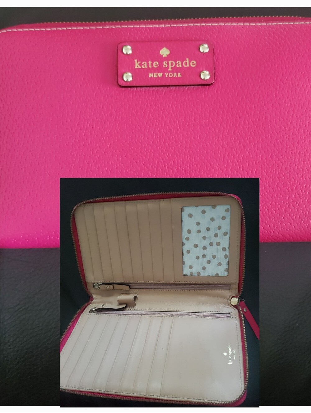 Kate Spade New York Grand Street Pink Zip-Around Large Travel Wallet Clutch Bag